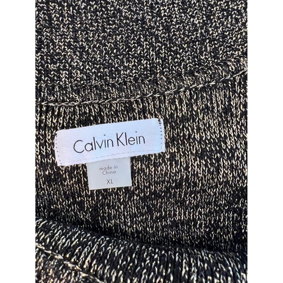 Calvin Klein Sweater Dress Sheath Metallic Gold & Black Zipper Detail XL - Picture 11 of 16